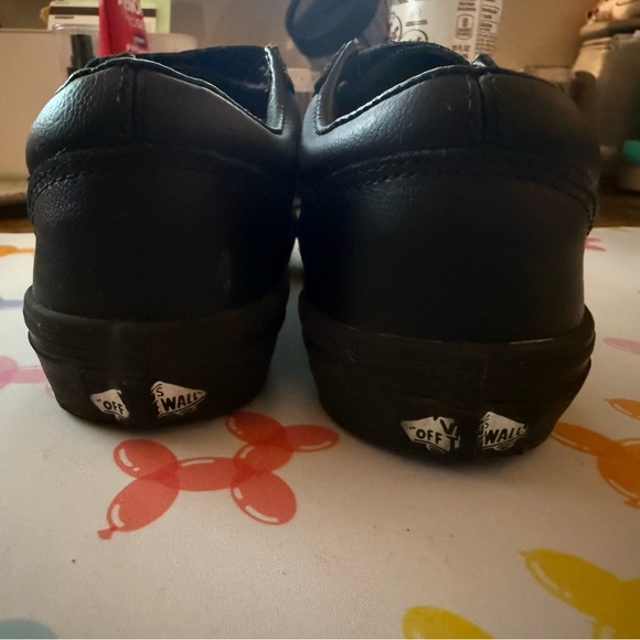 Vans Old Skool Classic hook & loop Black leather Velcro Sneakers. Unisex. Size 1 - Picture 5 of 9